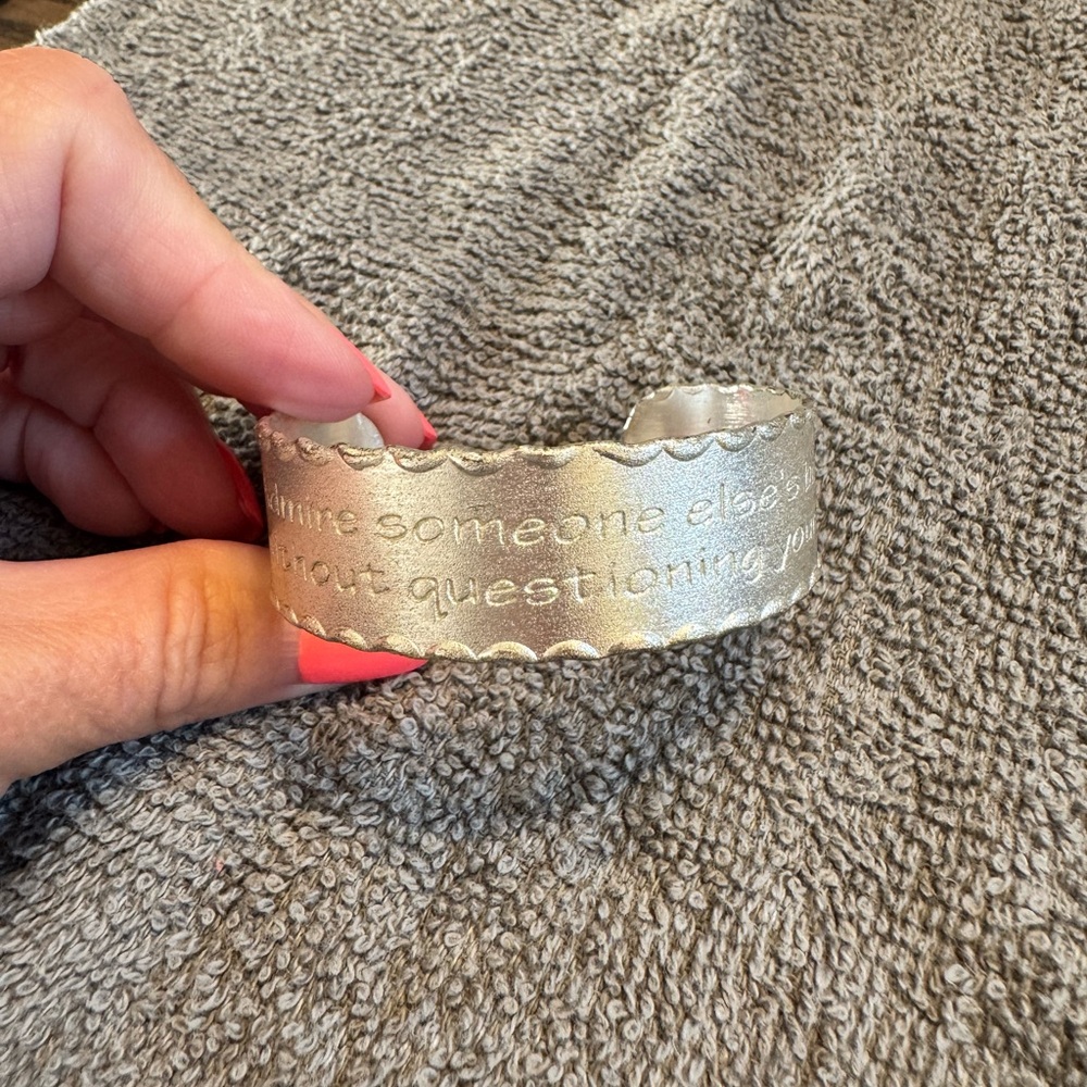 Rustic Cuff Metallic Silver Inspirational Leather Bracelet